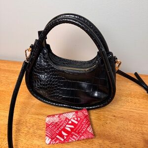 Viral Target "A New Day" Black Croc-Embossed Shoulder Bag.